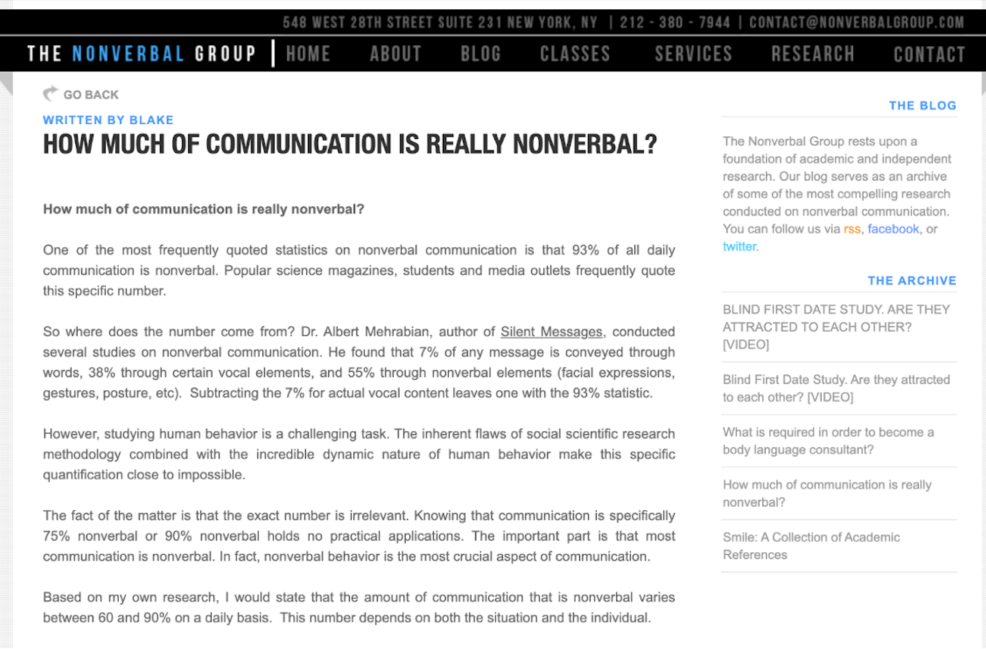 The original 2011 article on the old nonverbalgroup.com website